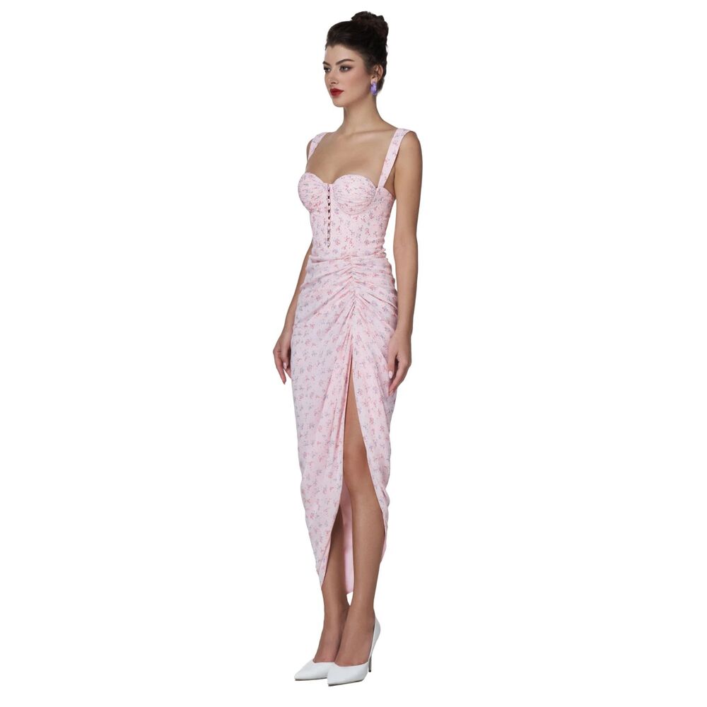 ADEIRLINA You Are Firework Floral Corset Midi Dress Pink‎ NWT XS